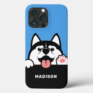 Cute Siberian Husky custom name phone cases