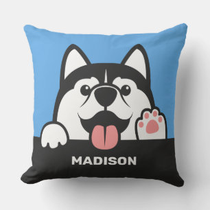 Cute Siberian Husky custom name pillows