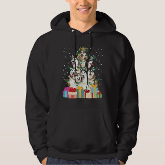 Cute Siberian Husky Dog Christmas Tree Hoodie