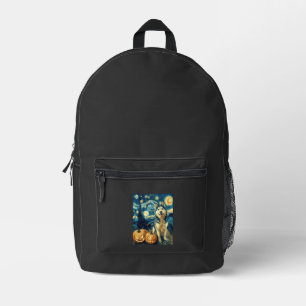 Cute Siberian Husky Dog Halloween Jack O Lantern P Printed Backpack