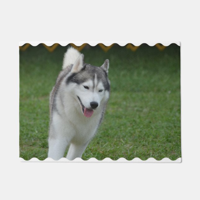 Cute Siberian Husky Doormat (Front)