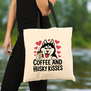 Cute Siberian Husky Mom Coffee Lover Puppy Dog Tote Bag