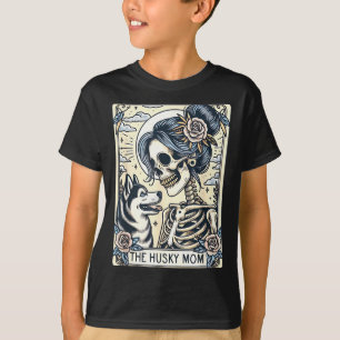 Cute Siberian Husky Mom Tarot Card Skeleton Husky T-Shirt