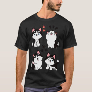 Cute Siberian Husky Pomsky  Black T-Shirt