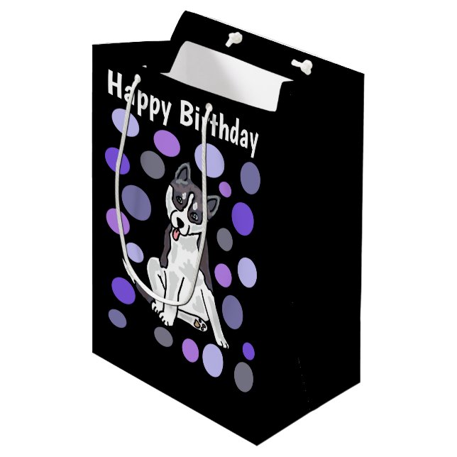Cute Siberian Husky Puppy Dog Art Medium Gift Bag (Front Angled)