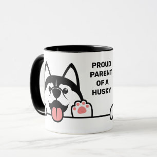 Cute Siberian Husky tasses de texte personnalisé
