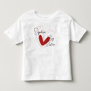 Cute Siblings Big Sister Heart Name Toddler Tshirt