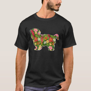 Cute Silhouette Of Shih Tzu Dog Hawaiian Floral Su T-Shirt
