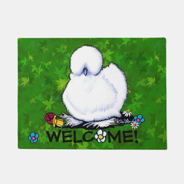 Cute Silkie Chicken Doormat (Front)