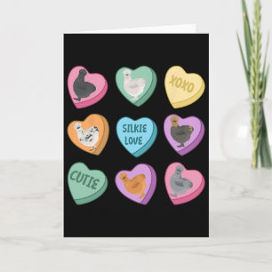 Cute Silkie Chicken Heart Candy Valentine Day Farm Card