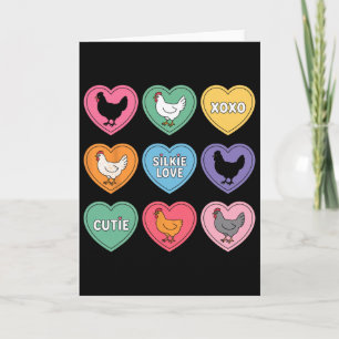 Cute Silkie Chicken Heart Candy Valentine Farm Ani Card