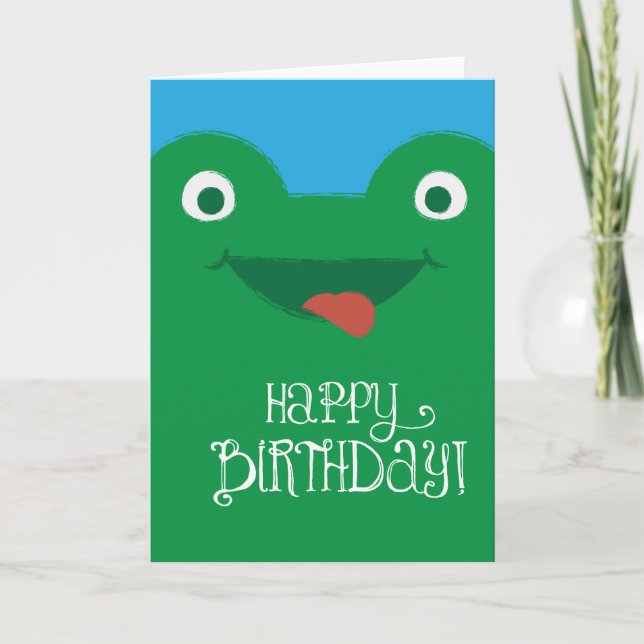 Cute Silly Frog Birthday Card (Front)