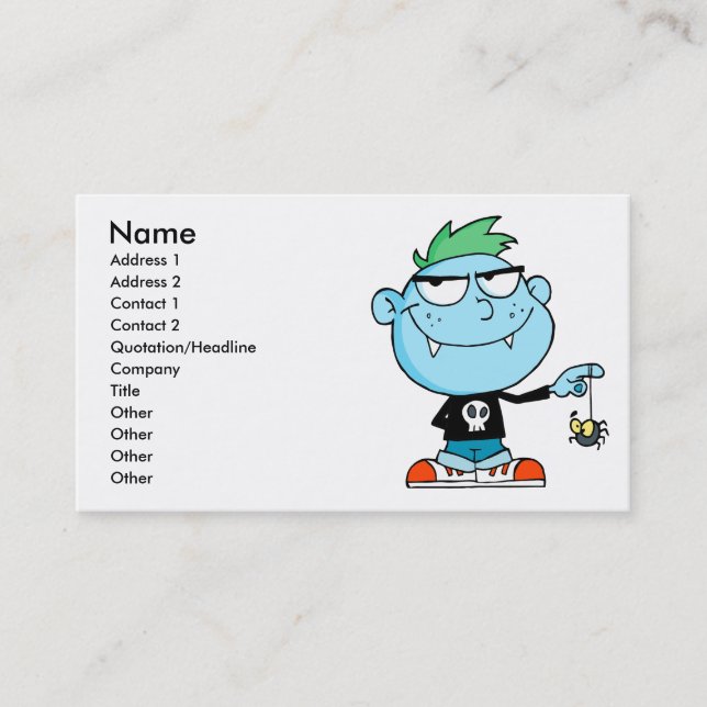 cute silly funny vampire kid cartoon character business card (Front)