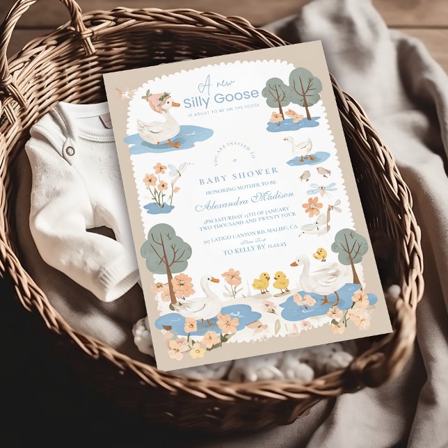 Cute  Silly Goose Baby Shower  Invitation (Creator Uploaded)