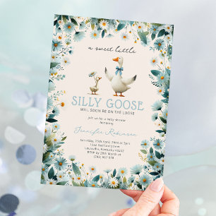 Cute Silly Goose Boy Baby Shower Invitation