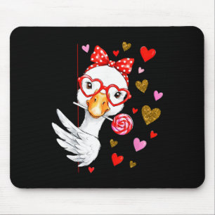 Cute Silly Goose Coquette Bow Valentine's Day Men Mouse Pad
