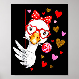 Cute Silly Goose Coquette Bow Valentine's Day Men  Poster
