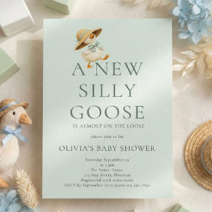 Cute Silly Goose Gender Neutral Baby Shower Invitation