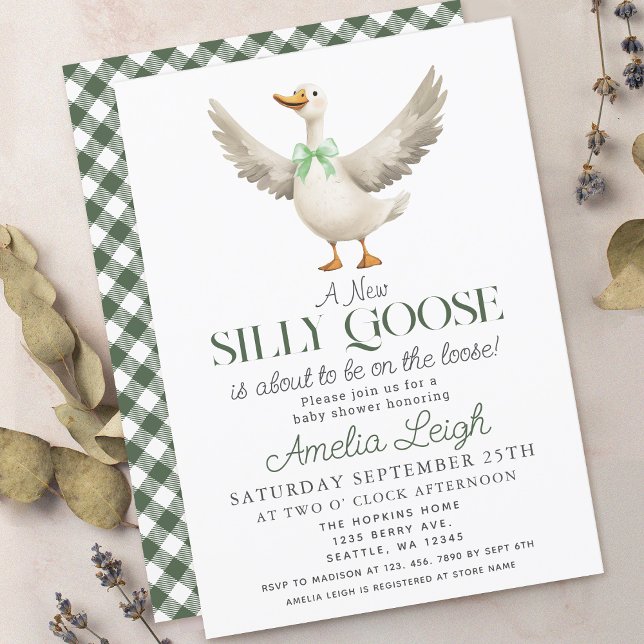 Cute Silly Goose Gender Neutral Baby Shower Invitation (Creator Uploaded)