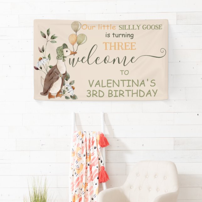 Cute Silly Goose Nursery Rhymes Birthday Welcome Banner (Insitu)