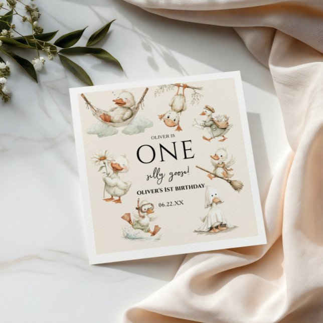 cute Silly Goose ,One Silly Goose 1st Party Napkin (Creator Uploaded)