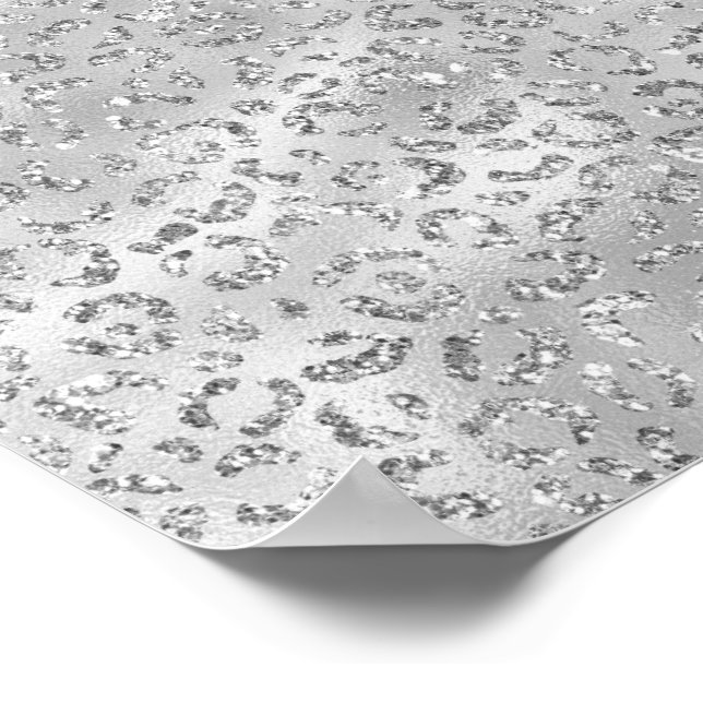 Cute Silver Cheetah Leopard Skin Print Pattern (Corner)