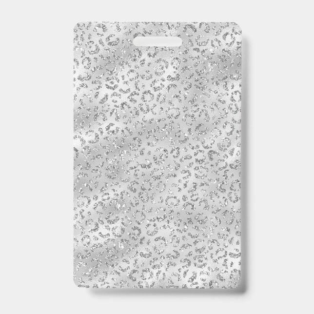 Cute Silver Cheetah Leopard Skin Print Pattern Badge (Front)