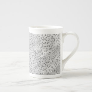 Cute Silver Cheetah Leopard Skin Print Pattern Bone China Mug