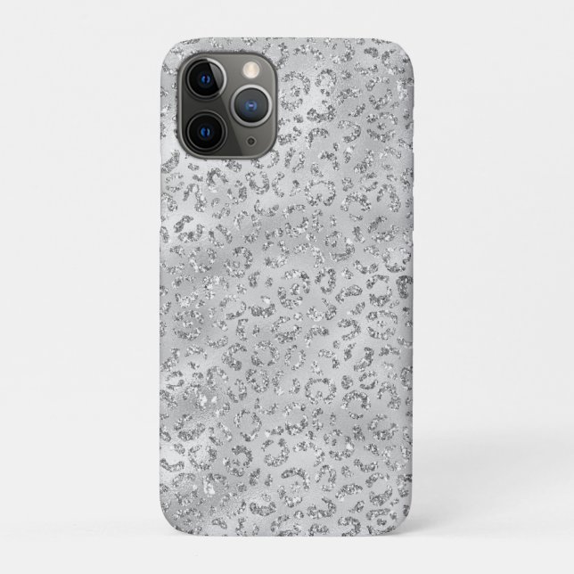 Cute Silver Cheetah Leopard Skin Print Pattern Case-Mate iPhone Case (Back)