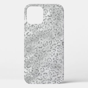Cute Silver Cheetah Leopard Skin Print Pattern iPhone 12 Case