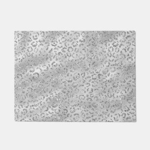 Cute Silver Cheetah Leopard Skin Print Pattern Doormat