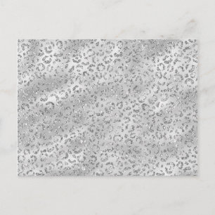 Cute Silver Cheetah Leopard Skin Print Pattern Postcard
