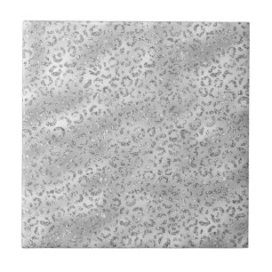 Cute Silver Cheetah Leopard Skin Print Pattern Tile