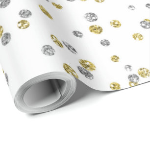 cute silver gold pattern New Years Wrapping Paper