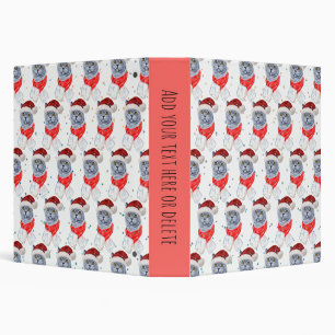 Cute Silver Grey Cat With Santa Hat Christmas Binder