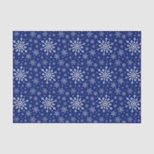 Cute Silver Grey Christmas Snowflakes on Blue  Tissue Paper