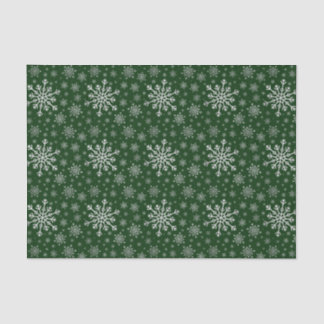 Cute Silver Grey Christmas Snowflakes on Green  Tissue Paper