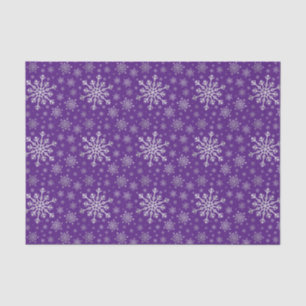 Cute Silver Grey Christmas Snowflakes on Purple Tissue Paper