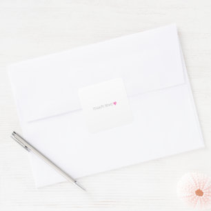 Cute Silver Pink Much Love Pink Heart Text Square Sticker
