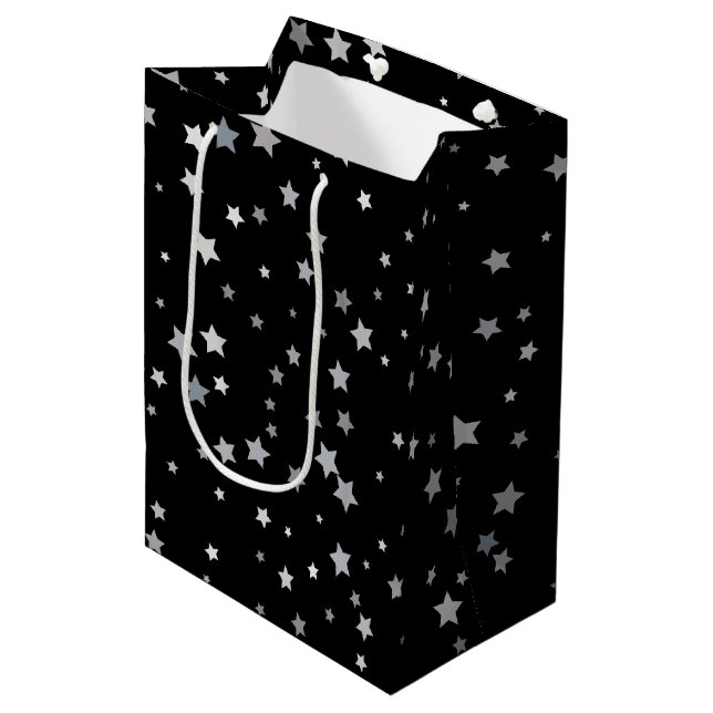 Cute Silver Stars pattern | Any background colour  Medium Gift Bag (Front Angled)