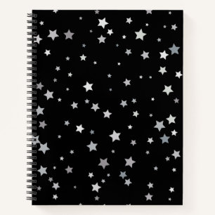 Cute Silver Stars pattern Any background colour Notebook