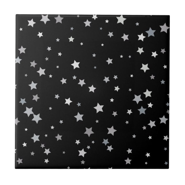 Cute Silver Stars pattern | Any background colour  Tile (Front)