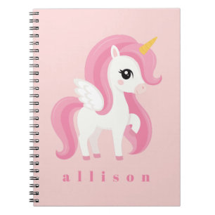 Cute Simple Aesthetic Pink Colourful Unicorn Notebook