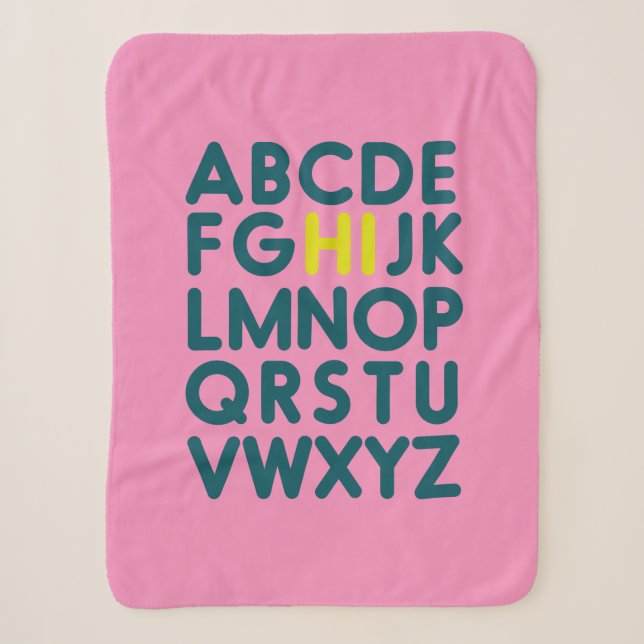 Cute Simple Alphabet Letter Art in Pink Sherpa Blanket (Front)