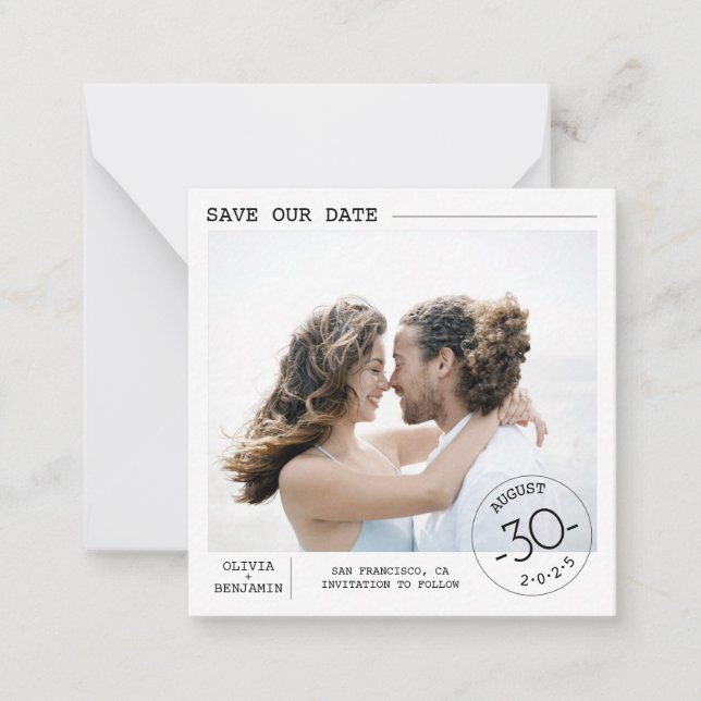 Cute Simple and Elegant Save the Date Photo Card (Front)