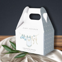 Cute Simple Aqua Blue Boy Clothesline Baby Shower