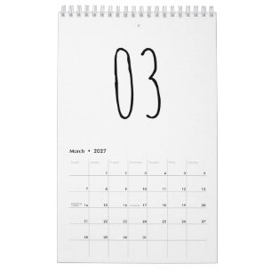 Cute Simple Black and White Handwritten Script Calendar