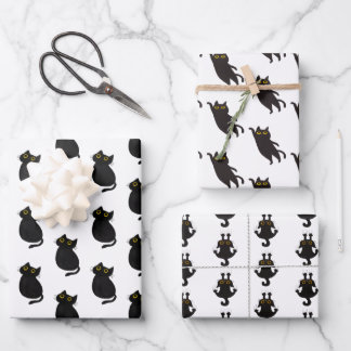 Cute Simple Black Cat Wrapping Paper Sheet