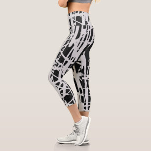 Cute Simple Black & White Capri Leggings