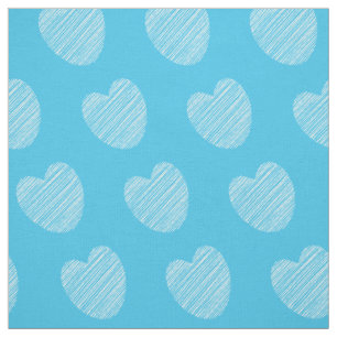 Cute Simple Blue and  White Heart Pattern Fabric